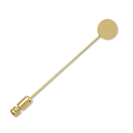 Hatpin, round plate, no dish, Gold.