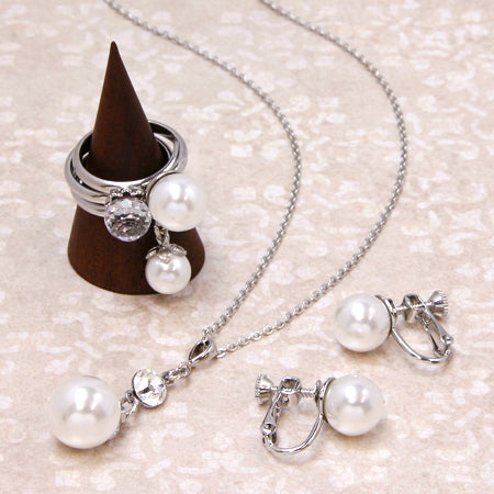 イヤリング ネジバネおわん型 ロジウムカラー