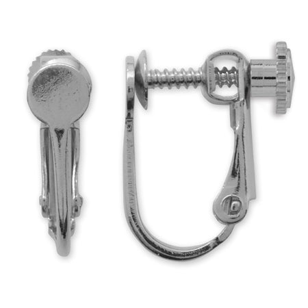 イヤリング ネジバネ丸皿 ロジウムカラー