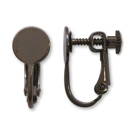 イヤリング ネジバネ丸皿 ブラック