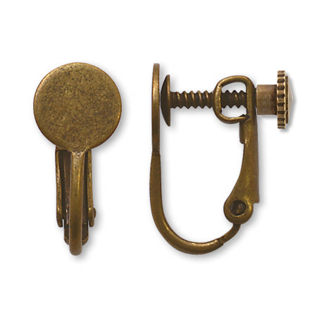 イヤリング ネジバネ丸皿 金古美