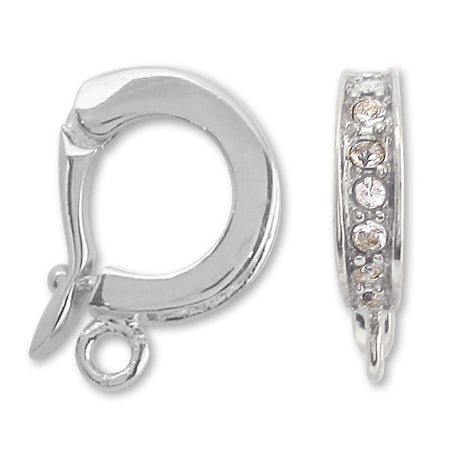 Clicker with stone rhodium color