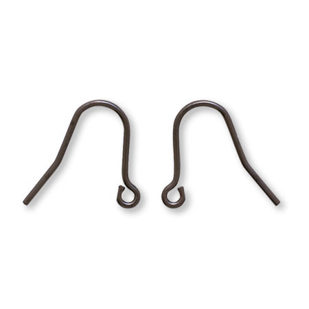 Earrings brass U-shaped small black