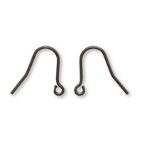 Earrings brass U-shaped small black