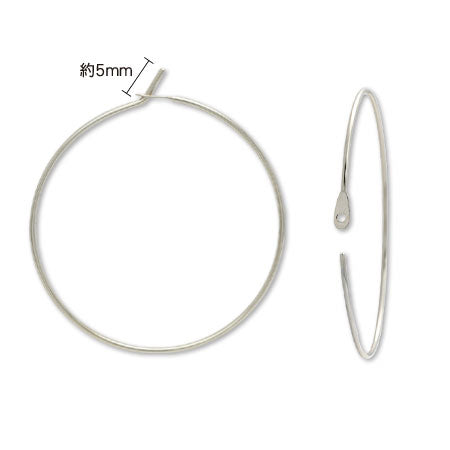 Earrings wire hoop No.2 rhodium color