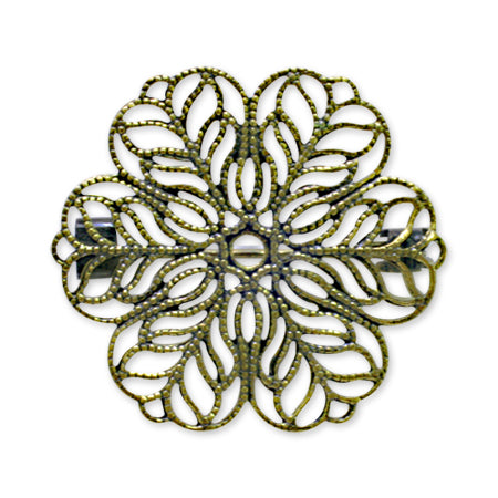 ブローチ台 スカシ花六弁 金古美