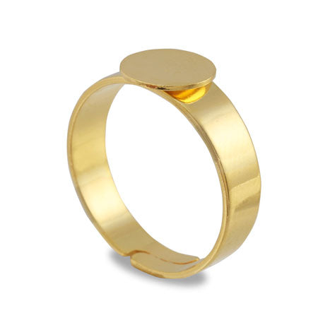 Ring stand flat round plate gold