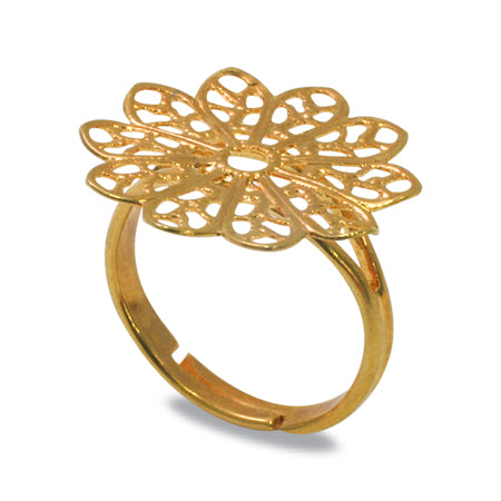 リング台 スカシ花十弁 ゴールド