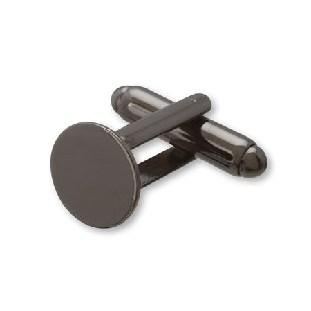 Cufflinks round plate black