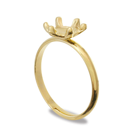 Ring base six claws gold