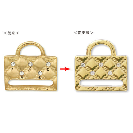 ステッチ金具 ストラップ用 石付 ゴールド