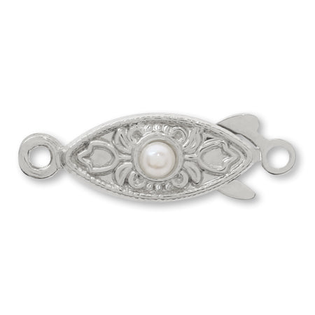 Turtle clasp with pearl, 1 strand, nickel