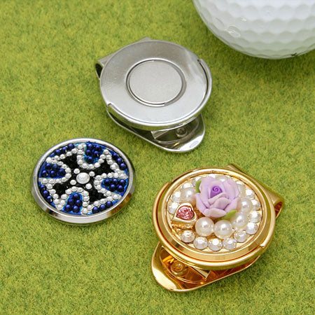 Golf marker with clip round plate nickel