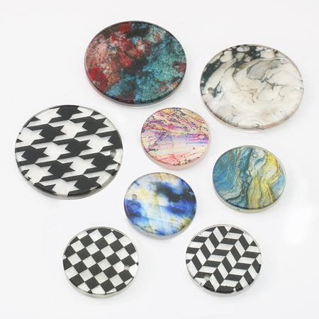 プリントシェルパーツ ラウンド1穴 矢羽柄/黒【アウトレット】