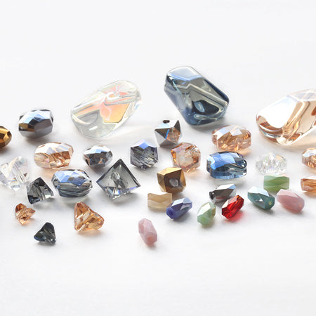 Glass cut beads rectangle crystal AB