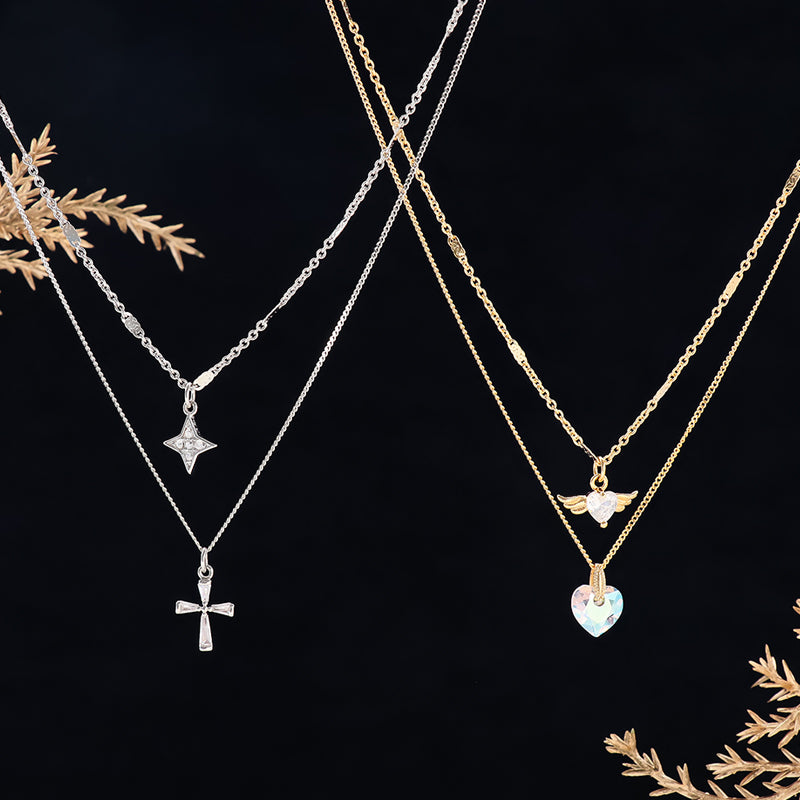 Charm Cubic Zirconia Cross No.2 Gold