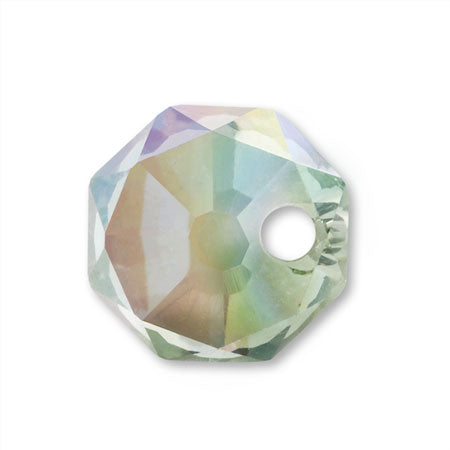 Glass cut beads wheel side hole clear green AB
