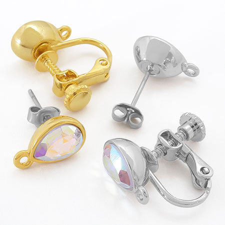 ピアス ステンレス 石座カン付 #4320 8×6mm ロジウムカラー