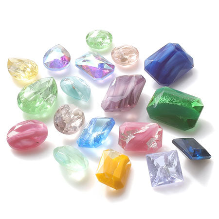 Czech Glass Stone Octagon Green Mix SV
