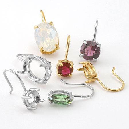 Hook earrings round with stone set