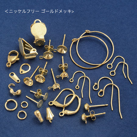 ステンレスイヤリング 蝶バネ丸皿 ゴールド(SUS316L)