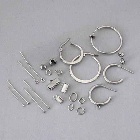 Stainless steel earring screws round plate fabric (SUS304)