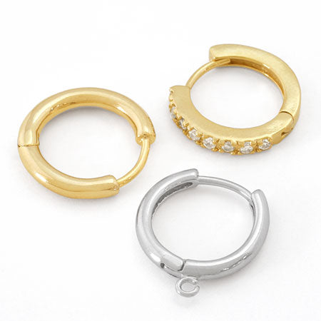 デザインピアス フープラウンドカン付 ゴールド