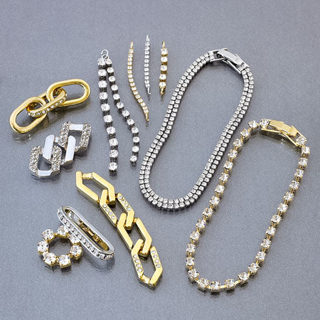 Stone chain parts 6 gold