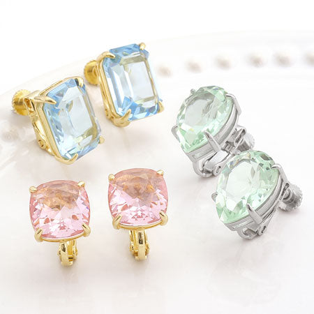Earrings screw spring with stone seat cushion