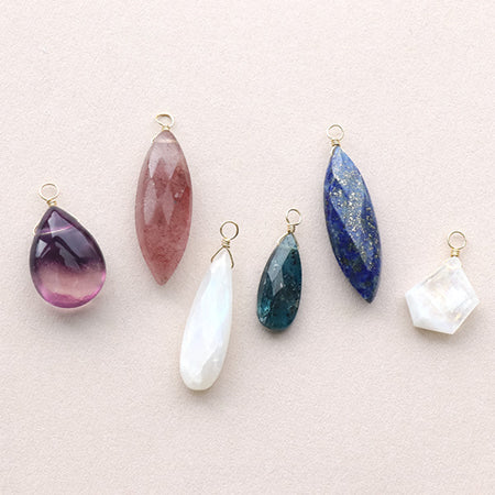 Natural stone glasses fasten charm flat Cut cut indigo kaya night (natural)