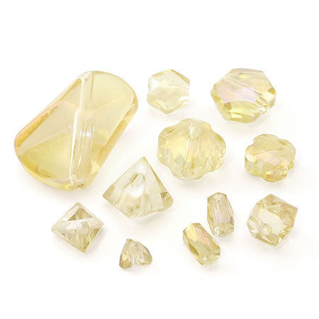 ガラスカットビーズ ポインテッドスクエア Lt.トパーズ【アウトレット】