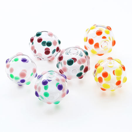 Glass ball 2 holes with epoxy purple mix