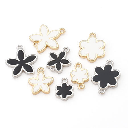 Charm 6-petal flat 1 ring black/RC