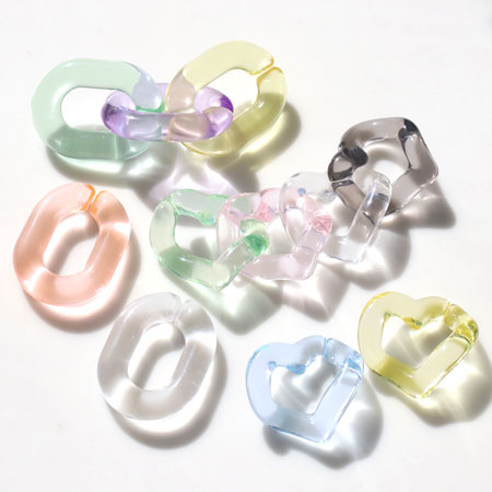 アクリルチェーンパーツ ハート ブルー