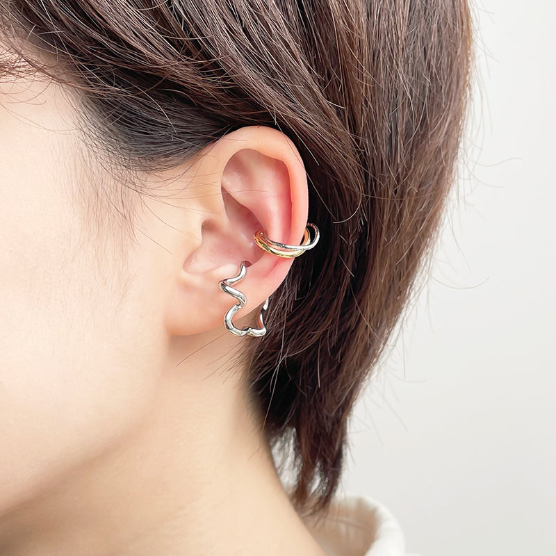 イヤーカフ 変形10 ロジウムカラー