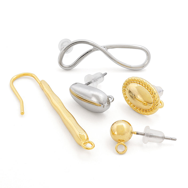 Design earrings nuance stick U -shaped rhodium color