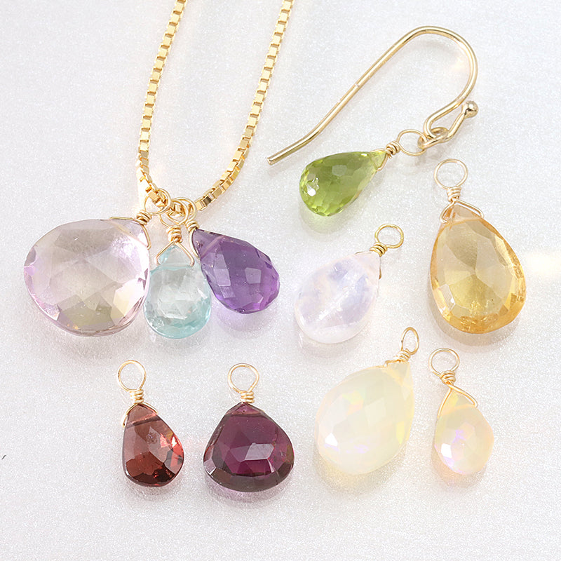 天然石 めがね留めチャーム 平シズクカット シトリン(天然)