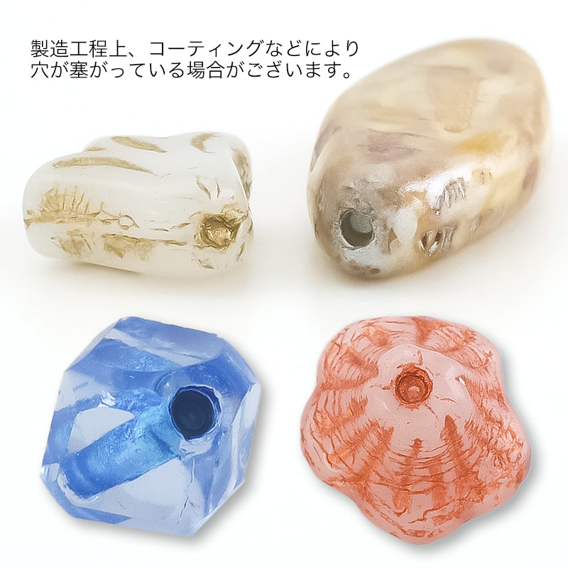 チェコ ファイヤーポリッシュ ナゲットカット ローズ/オレンジ