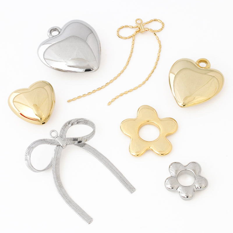 Swing parts chain ribbon 2 gold