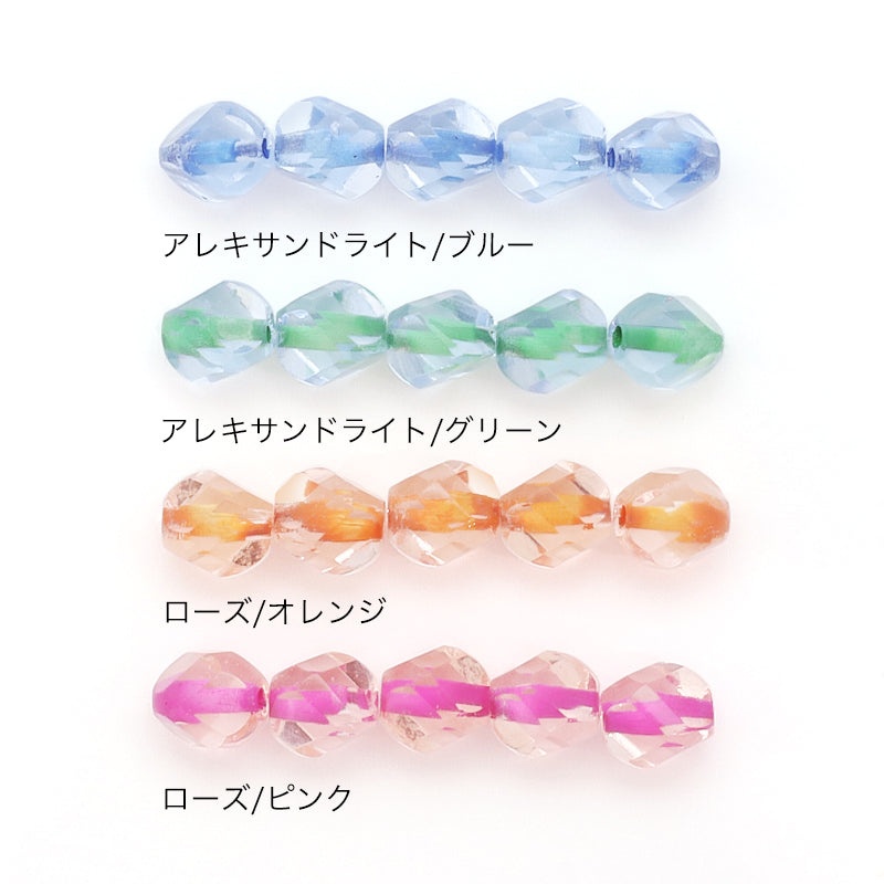 チェコ ファイヤーポリッシュ ナゲットカット ローズ/ピンク