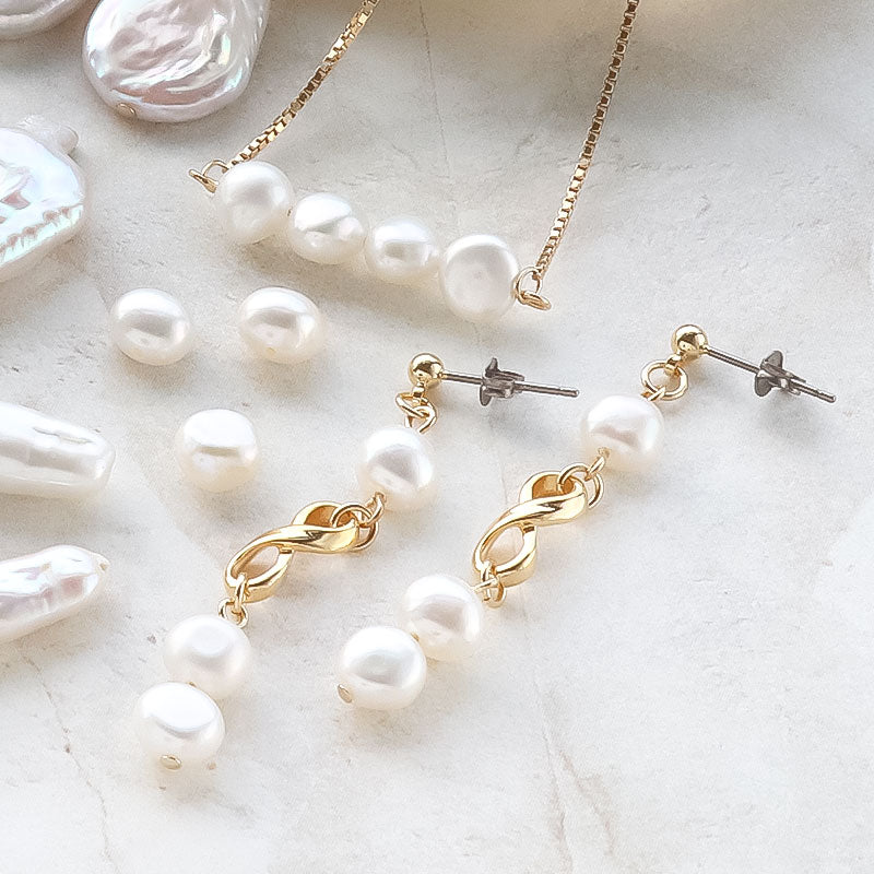 Freshwater pearl flat baroque white