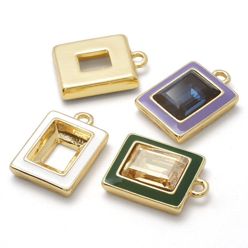 石座チャーム レクタングル エポ 1カン ホワイト/G