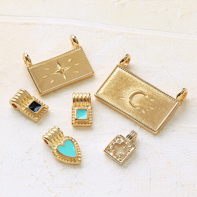 ギリシャパーツ スパークル レクタングル 上2カン ゴールド