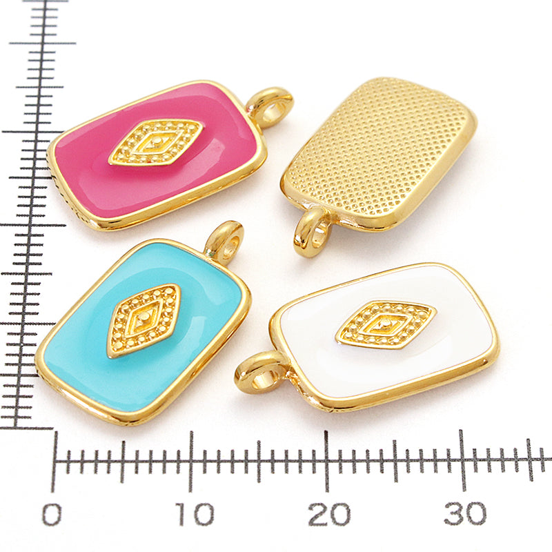 ギリシャチャーム レクタングルNo.1 ターコイズ/G