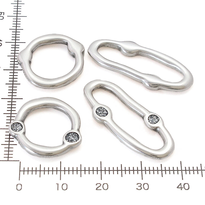 ギリシャパーツ オーバルリング グリッターSV/銀古美