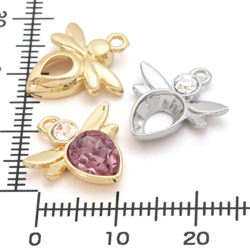 石座チャーム ミツバチ #4320 8×6mm クリスタル/G