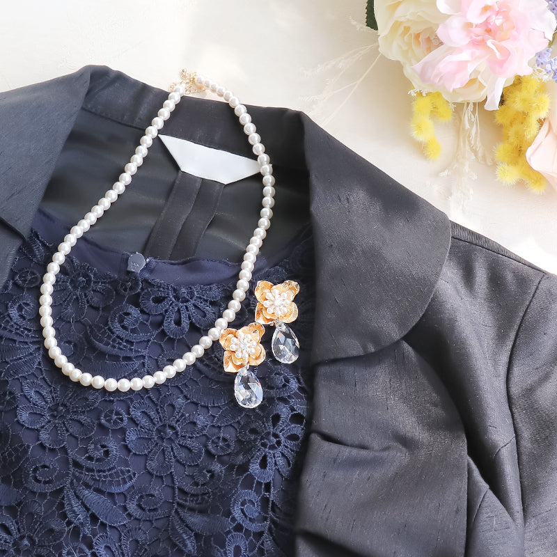 【KIWA BRIDAL】KBE-10 フラワードロップ イヤリング シルバー