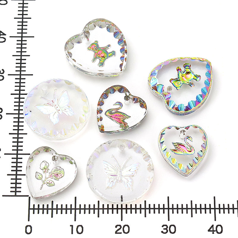 ドイツ製ガラス ハート スワン ヘリオレッド