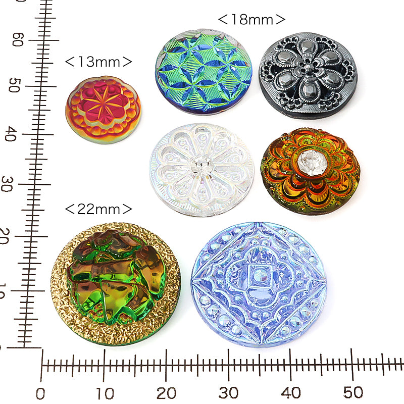 ドイツ製ガラス カボション ラウンド9 バミューダヘル