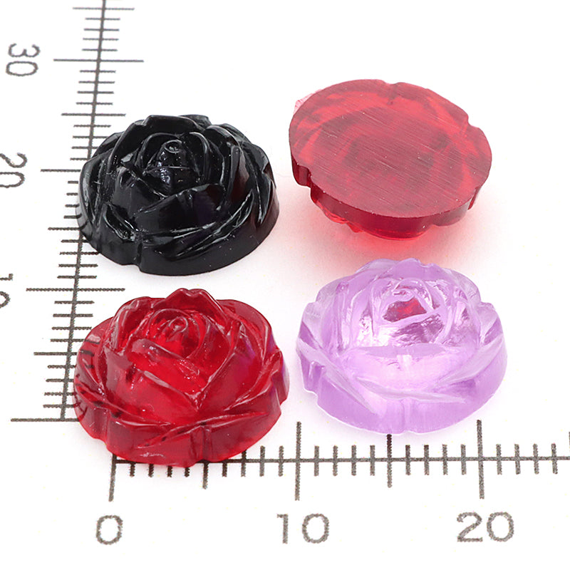 アクリル ドイツ製 カボションローズ クリアレッド